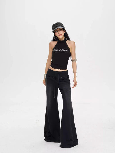 Zero Lace Trim Text Print Tank Top-korean-fashion-Vest-Zero's Closet-OH Garments