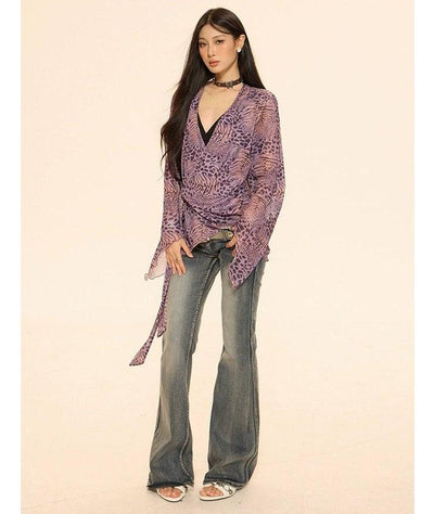 Zero Leopard Print Sheer Blouse-korean-fashion-Blouse-Zero's Closet-OH Garments