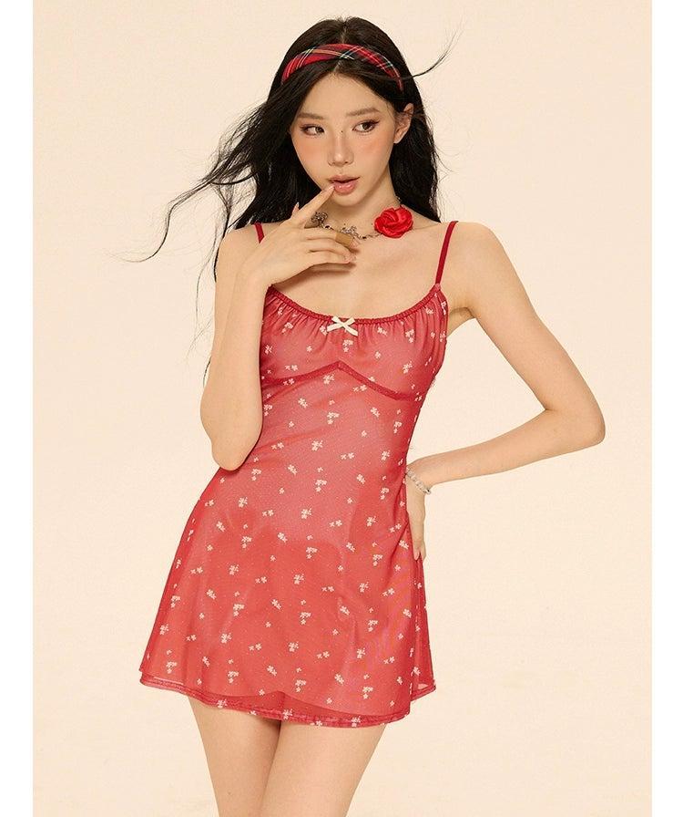 Zero Mesh Floral Pattern Dress-korean-fashion-Dress-Zero's Closet-OH Garments