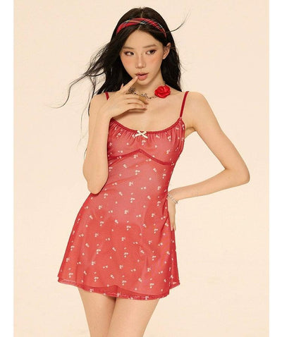 Zero Mesh Floral Pattern Dress-korean-fashion-Dress-Zero's Closet-OH Garments