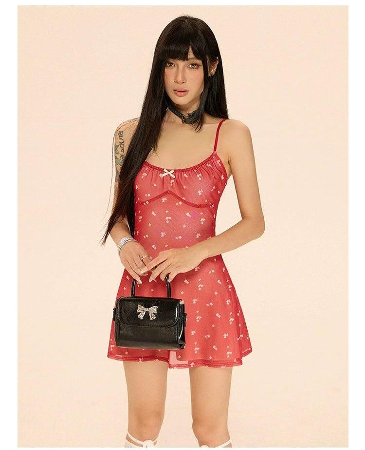 Zero Mesh Floral Pattern Dress-korean-fashion-Dress-Zero's Closet-OH Garments