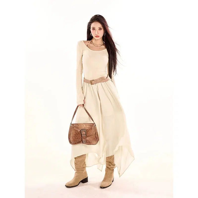 Zero Mesh Long Sleeve Dress-korean-fashion-Dress-Zero's Closet-OH Garments