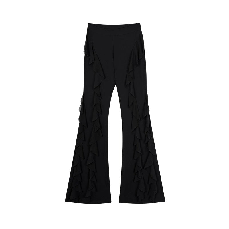 Zero Ruffled Lace Slim Fit Flared Pants-korean-fashion-Pants-Zero's Closet-OH Garments