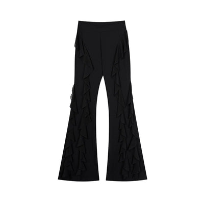 Zero Ruffled Lace Slim Fit Flared Pants-korean-fashion-Pants-Zero's Closet-OH Garments