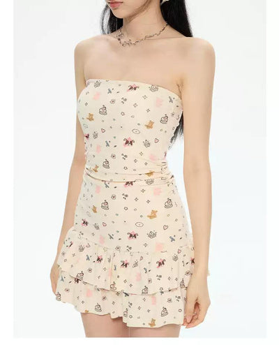 Zero Slim Fit Printed Tube Dress-korean-fashion-Dress-Zero's Closet-OH Garments