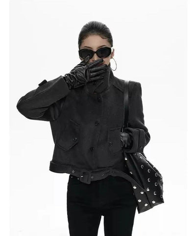 Zero Structured Belt Strap Biker Jacket-korean-fashion-Jacket-Zero's Closet-OH Garments