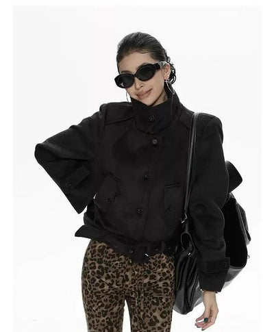 Zero Structured Belt Strap Biker Jacket-korean-fashion-Jacket-Zero's Closet-OH Garments