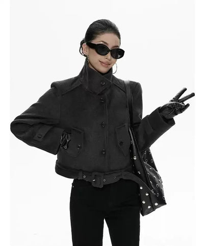 Zero Structured Belt Strap Biker Jacket-korean-fashion-Jacket-Zero's Closet-OH Garments