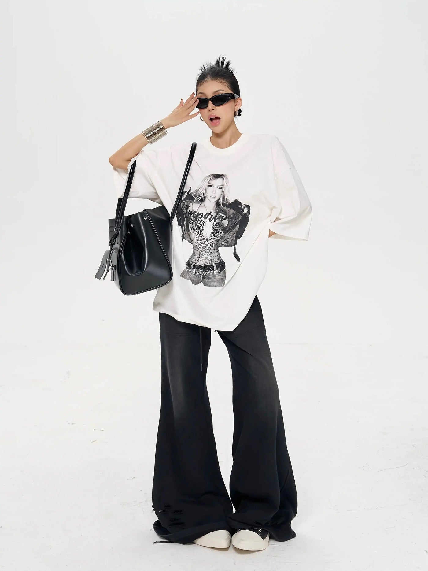Zero Washed Distressed Drawstring Flared Sweatpants-korean-fashion-Pants-Zero's Closet-OH Garments