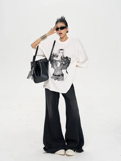 Zero Washed Distressed Drawstring Flared Sweatpants-korean-fashion-Pants-Zero's Closet-OH Garments