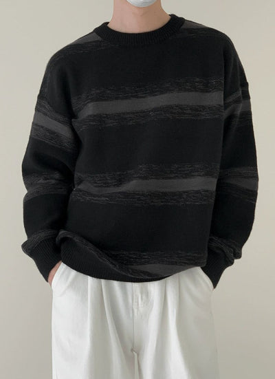 Zhou Abstract Lines Striped Sweater-korean-fashion-Sweater-Zhou's Closet-OH Garments