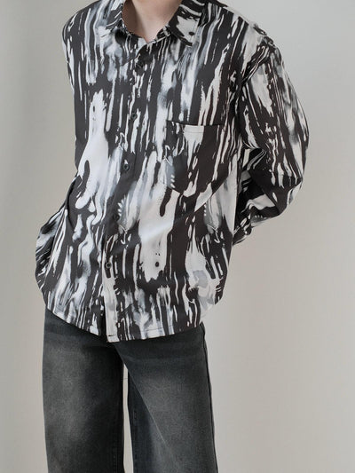 Zhou Abstract Paint Streaks Shirt-korean-fashion-Shirt-Zhou's Closet-OH Garments