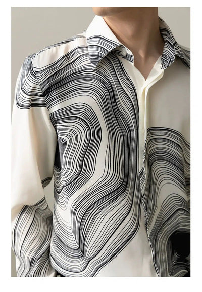 Zhou Abstract Print Long Sleeve Shirt-korean-fashion-Shirt-Zhou's Closet-OH Garments