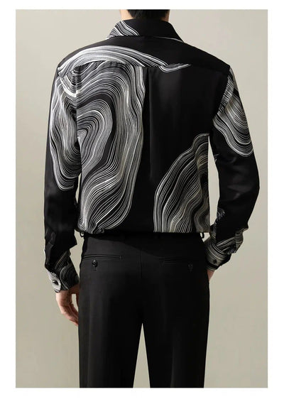 Zhou Abstract Print Long Sleeve Shirt-korean-fashion-Shirt-Zhou's Closet-OH Garments