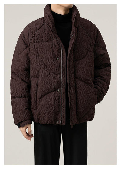 Zhou Abstract Quilted Textured Down Jacket-korean-fashion-Jacket-Zhou's Closet-OH Garments