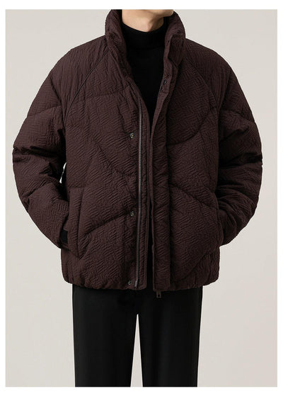 Zhou Abstract Quilted Textured Down Jacket-korean-fashion-Jacket-Zhou's Closet-OH Garments