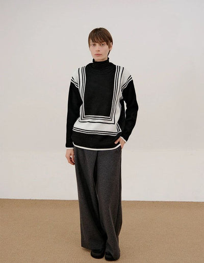 Zhou Abstract Square Contrast Sweater-korean-fashion-Sweater-Zhou's Closet-OH Garments