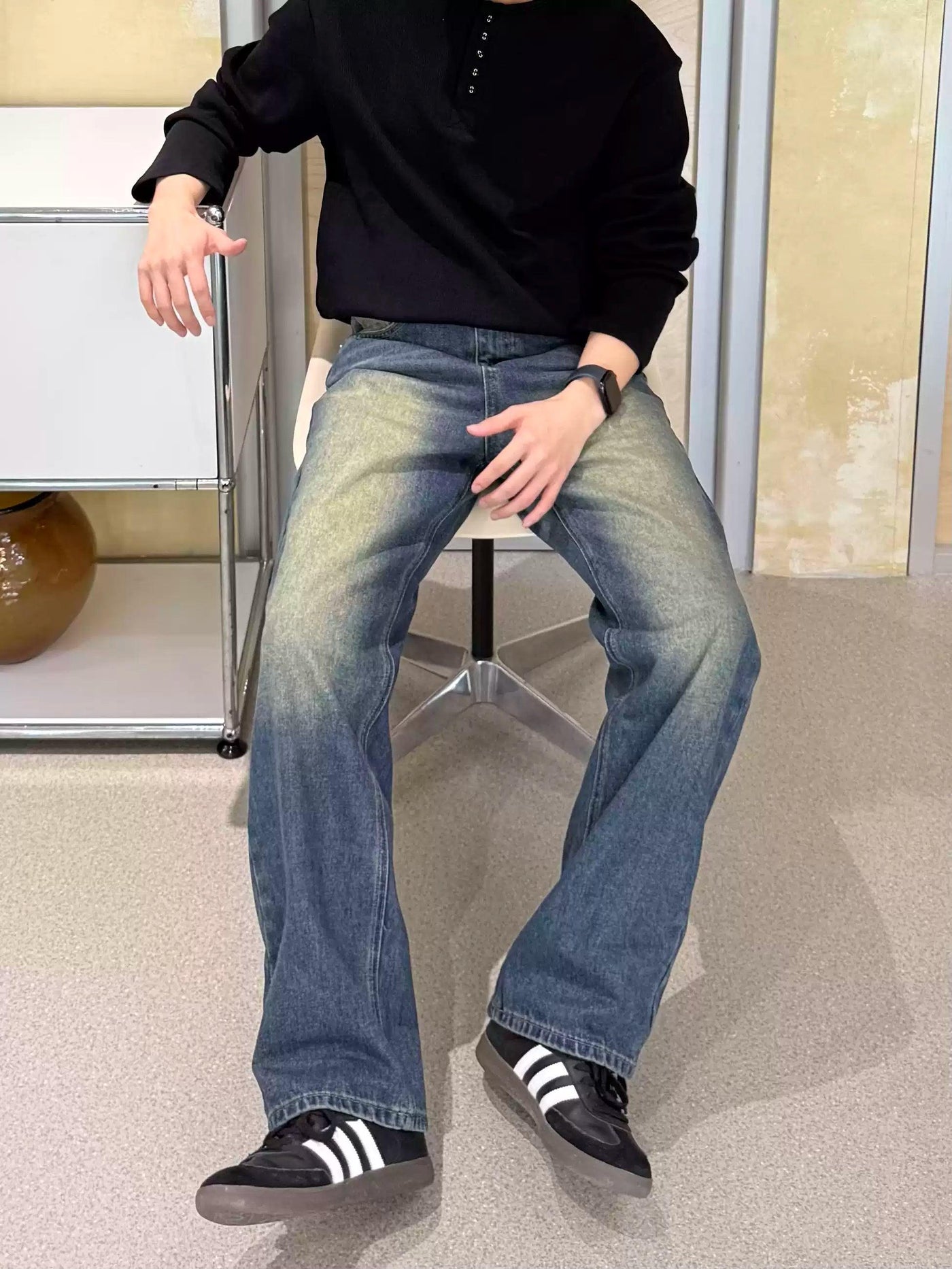 Zhou Acid Wash Straight Cut Jeans-korean-fashion-Jeans-Zhou's Closet-OH Garments