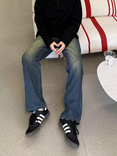 Zhou Acid Wash Straight Cut Jeans-korean-fashion-Jeans-Zhou's Closet-OH Garments