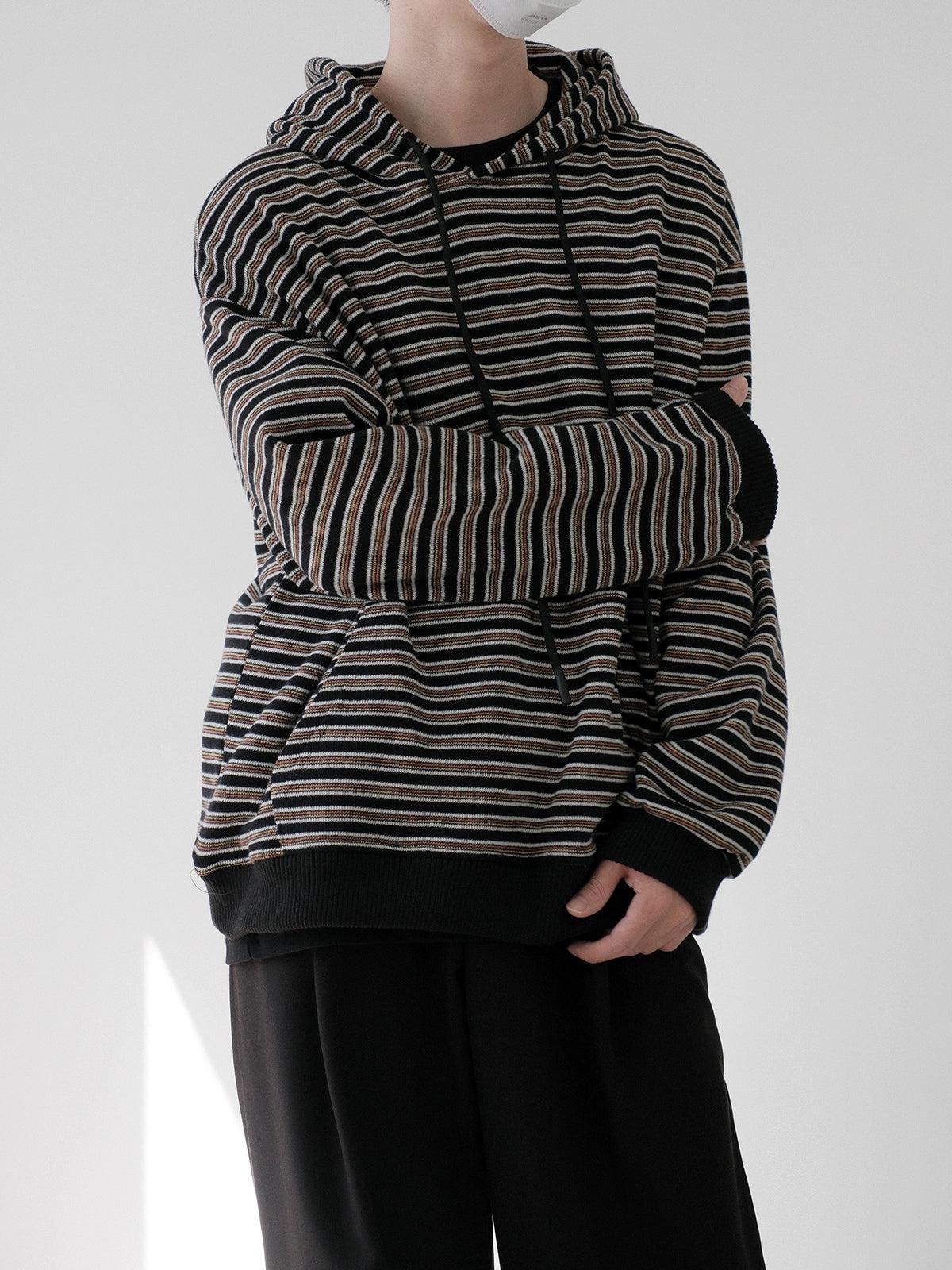 Zhou Adjustable String Striped Hoodie-korean-fashion-Hoodie-Zhou's Closet-OH Garments