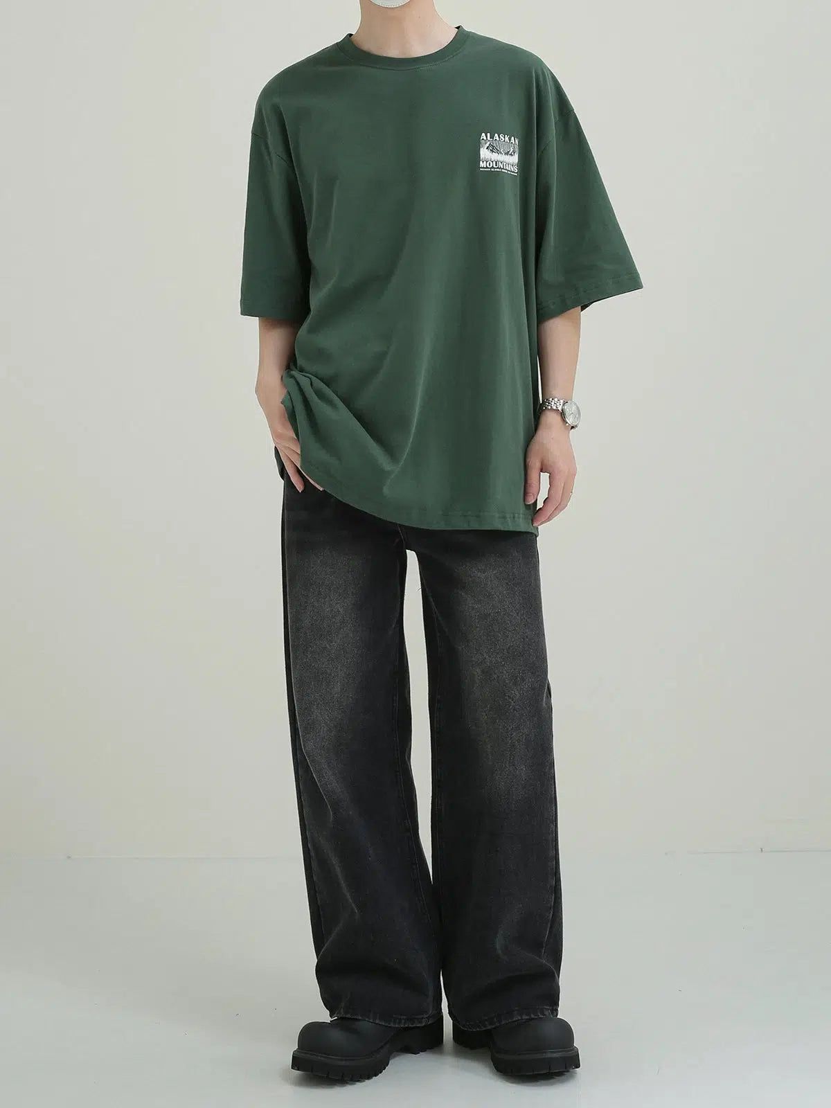 Zhou Alaskan Mountains Long Sleeve T-Shirt-korean-fashion-T-Shirt-Zhou's Closet-OH Garments