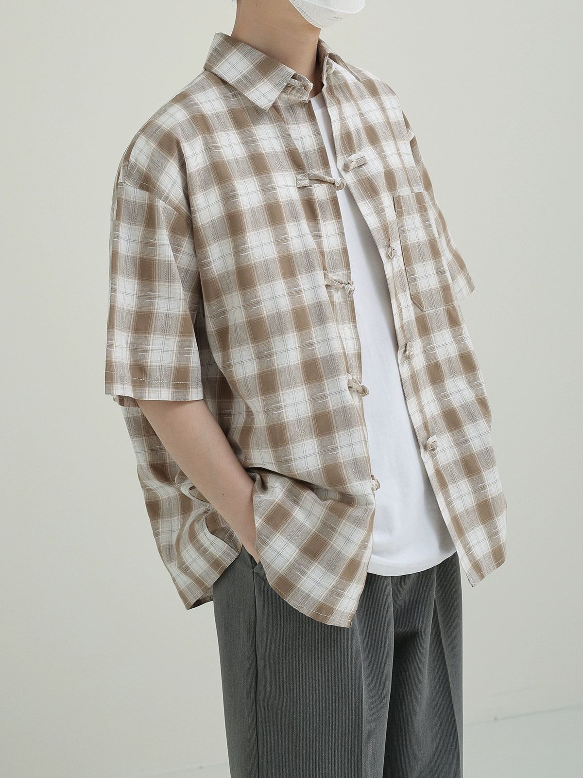 Zhou Asian Buttons Plaid Shirt-korean-fashion-Shirt-Zhou's Closet-OH Garments