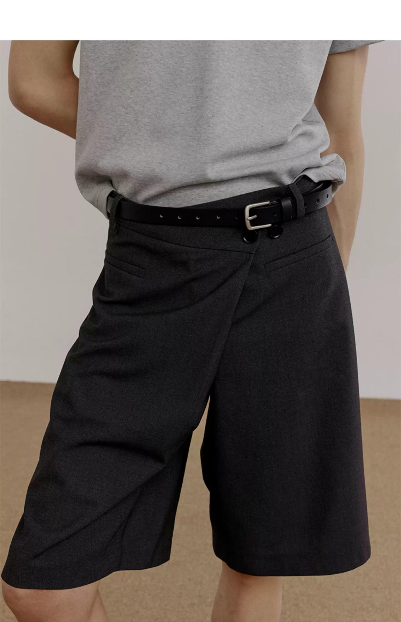 Zhou Asymmetric Buttons Slim Fit Shorts-korean-fashion-Shorts-Zhou's Closet-OH Garments