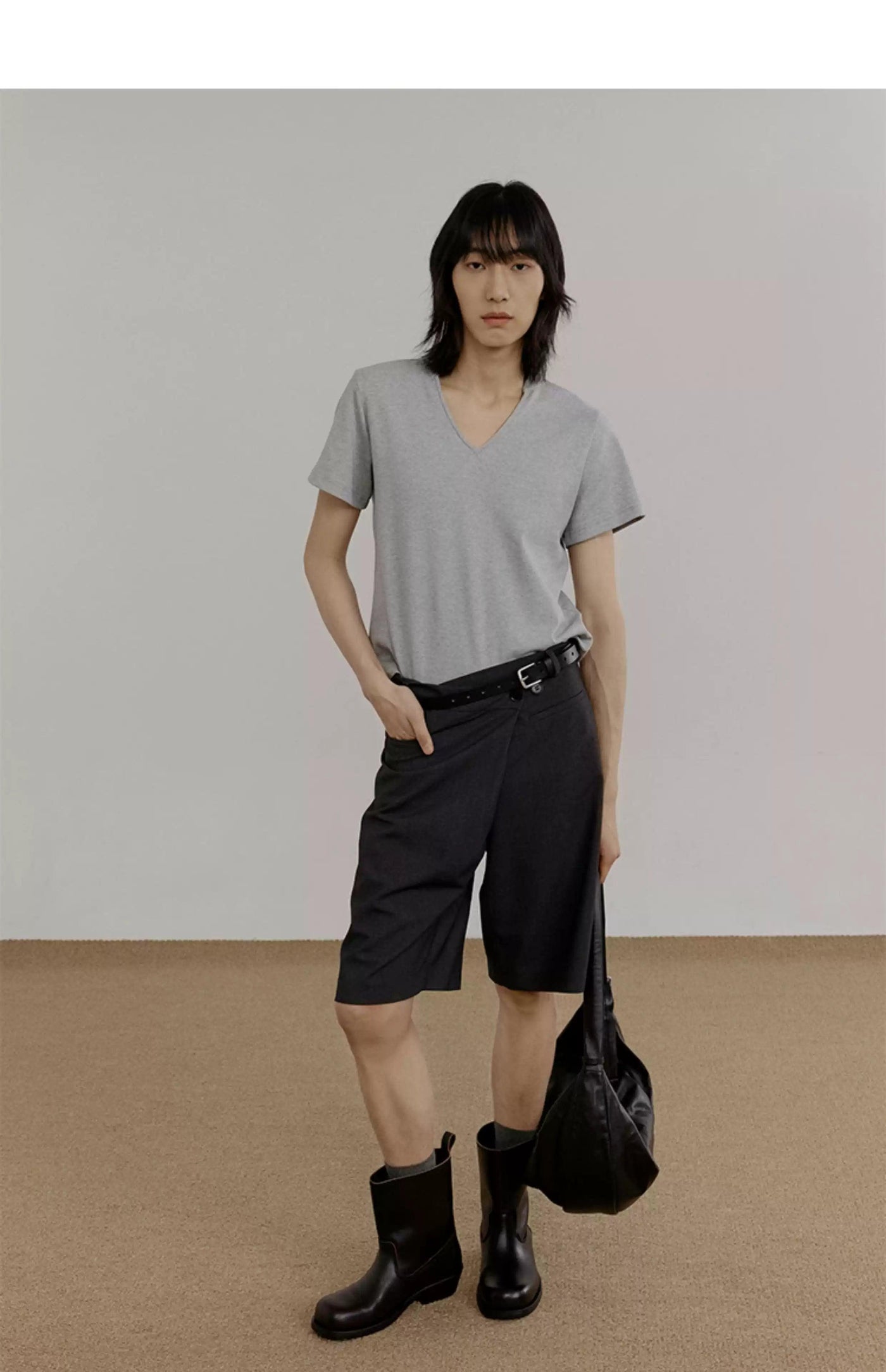 Zhou Asymmetric Buttons Slim Fit Shorts-korean-fashion-Shorts-Zhou's Closet-OH Garments