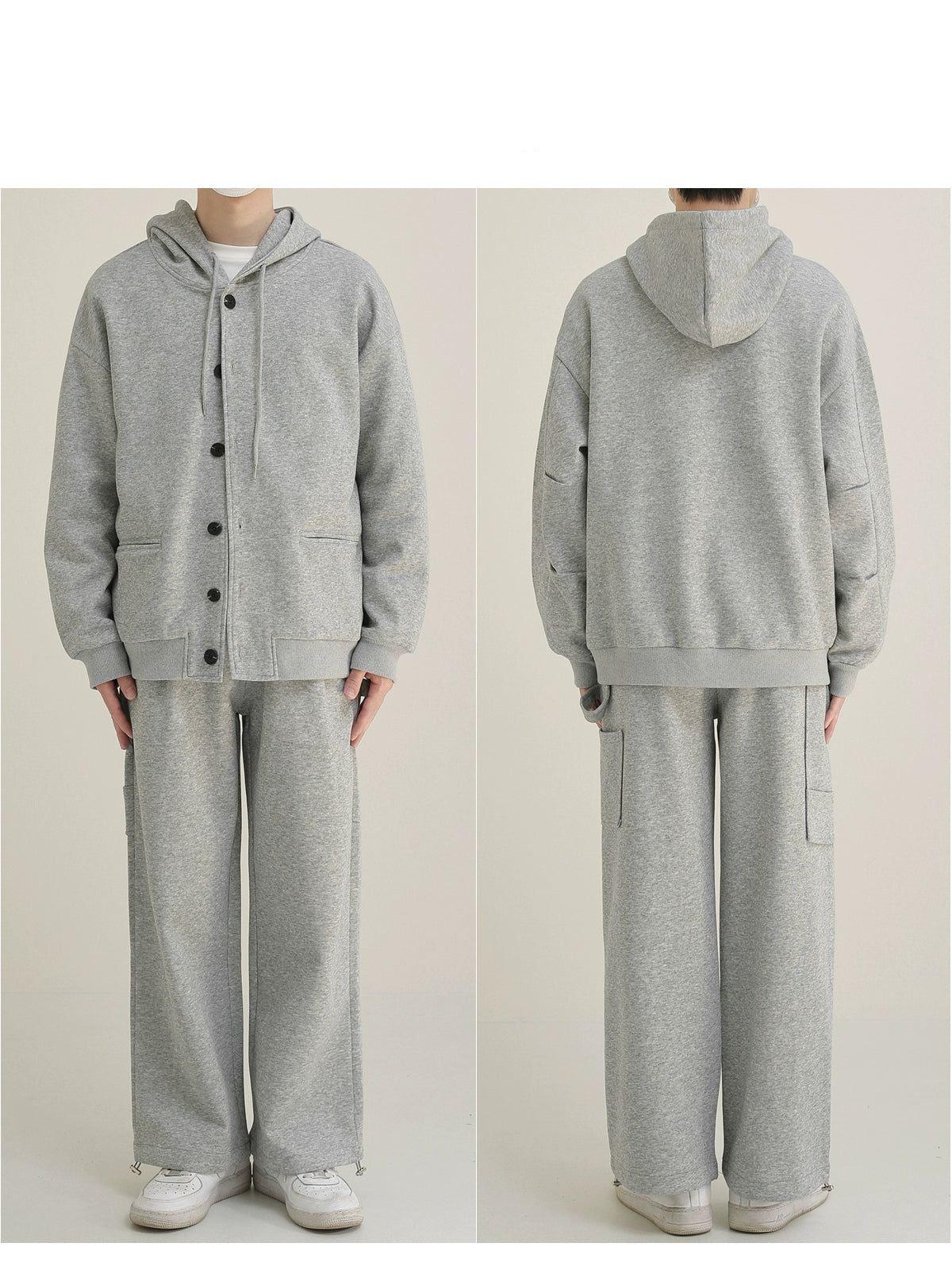 Zhou Athleisure Buttoned Hoodie & Sweatpants Set-korean-fashion-Clothing Set-Zhou's Closet-OH Garments