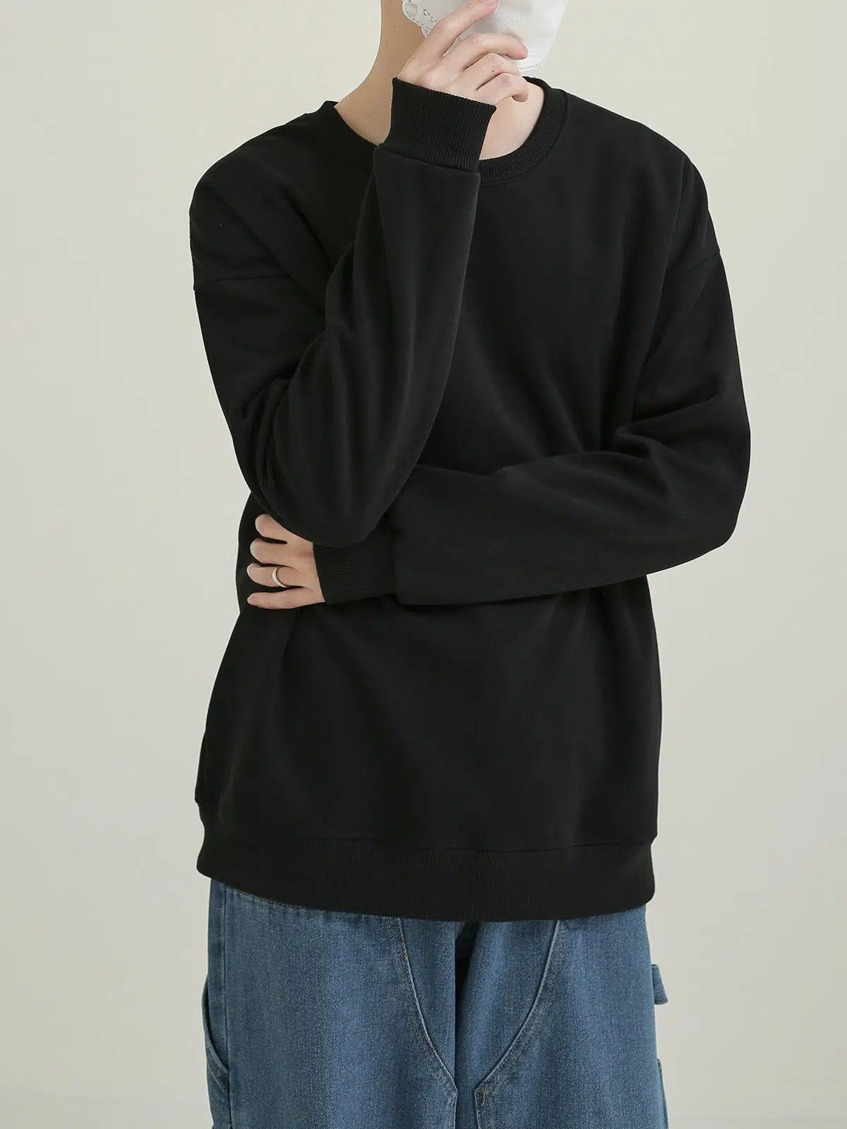 Zhou Basic Drop Shoulder Crewneck-korean-fashion-Crewneck-Zhou's Closet-OH Garments
