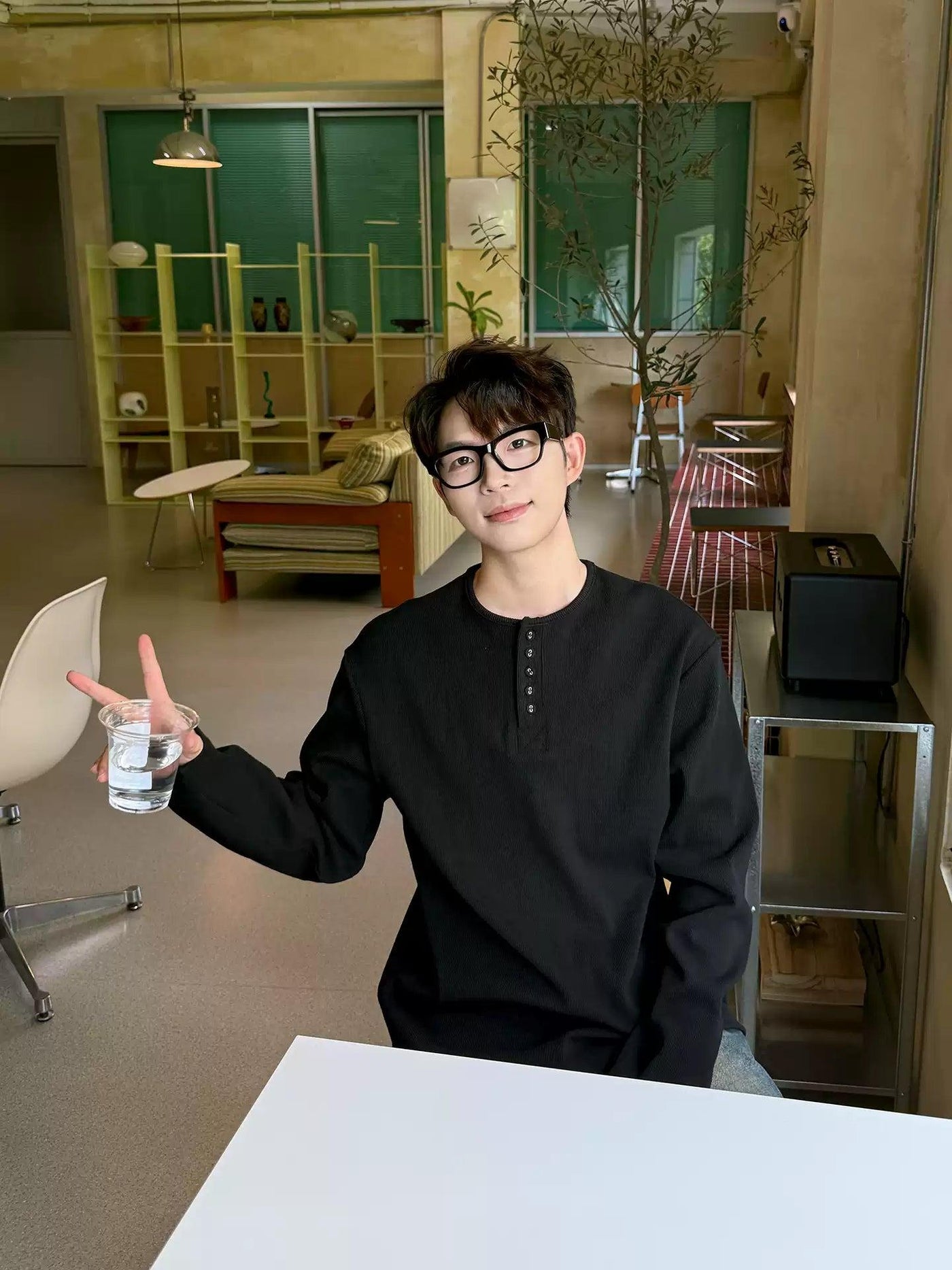 Zhou Basic Henley Collar L/S T-Shirt-korean-fashion-T-Shirt-Zhou's Closet-OH Garments