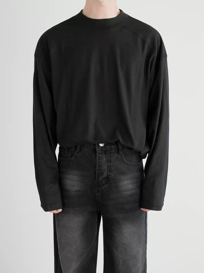 Zhou Basic High Collar Long Sleeve T-Shirt-korean-fashion-T-Shirt-Zhou's Closet-OH Garments