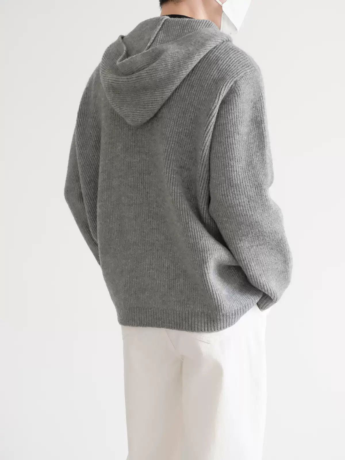 Zhou Basic Knit Hooded Half-Zip-korean-fashion-Half-Zip-Zhou's Closet-OH Garments