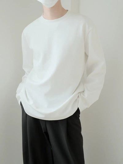 Zhou Basic Loose Fit Long Sleeve T-Shirt-korean-fashion-T-Shirt-Zhou's Closet-OH Garments