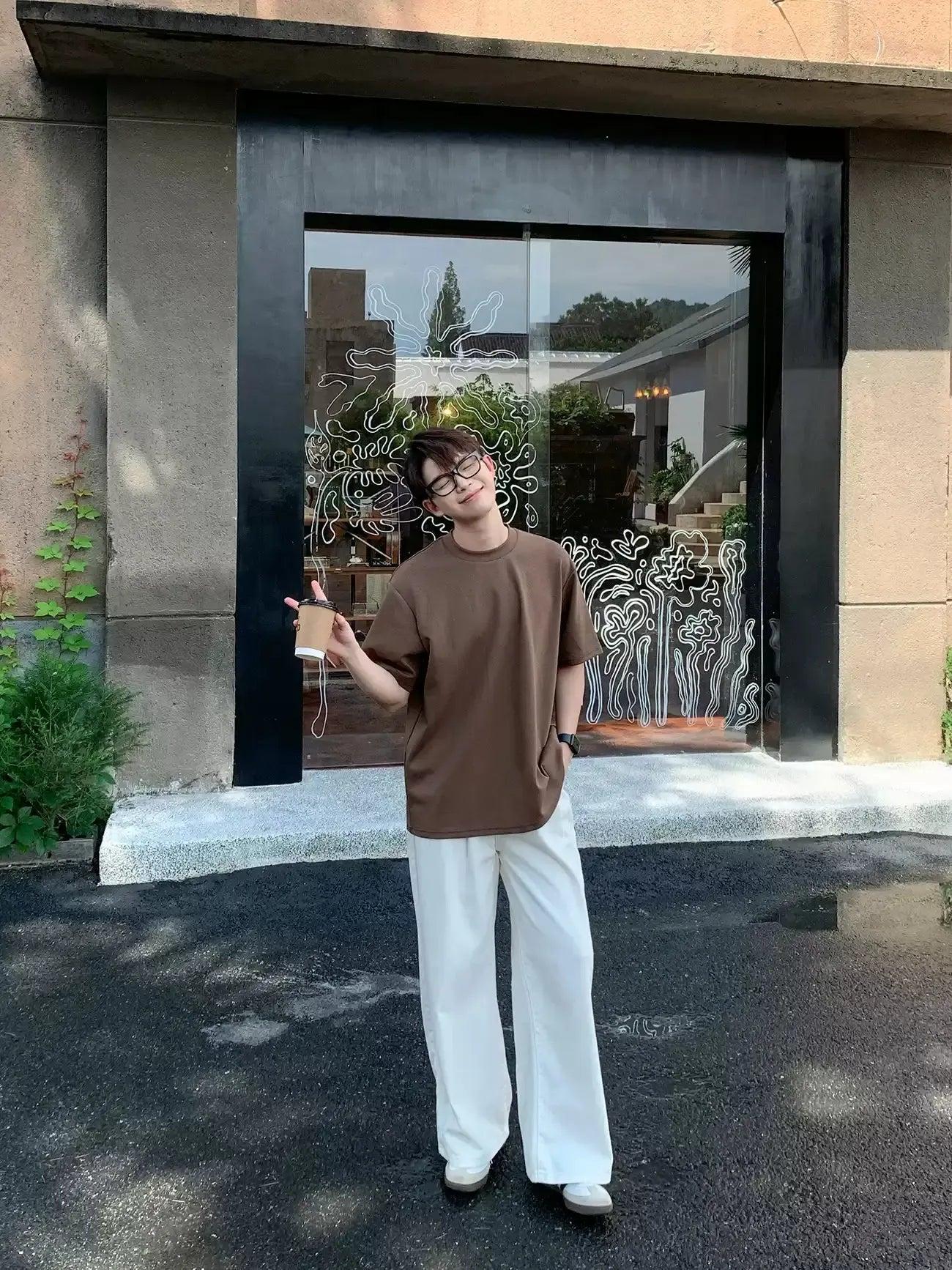 Zhou Basic Plain Round Neck T-Shirt-korean-fashion-T-Shirt-Zhou's Closet-OH Garments