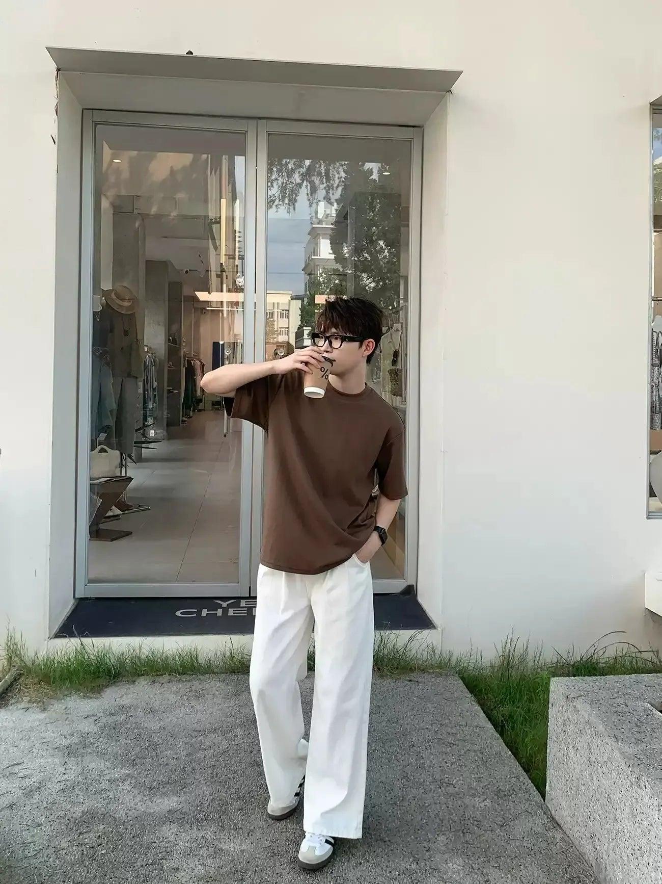 Zhou Basic Plain Round Neck T-Shirt-korean-fashion-T-Shirt-Zhou's Closet-OH Garments