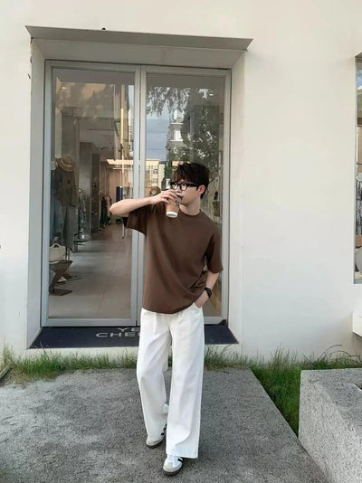 Zhou Basic Plain Round Neck T-Shirt-korean-fashion-T-Shirt-Zhou's Closet-OH Garments