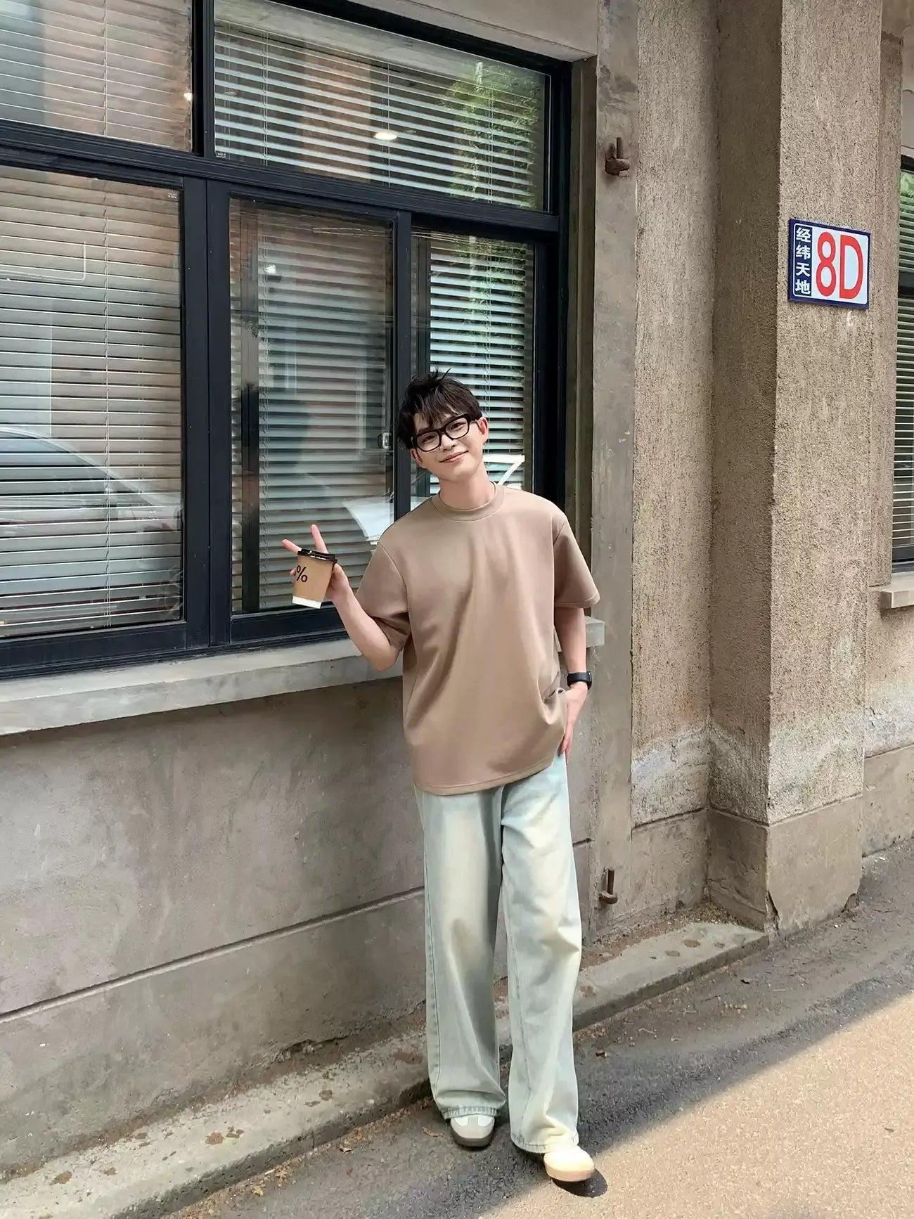 Zhou Basic Plain Round Neck T-Shirt-korean-fashion-T-Shirt-Zhou's Closet-OH Garments