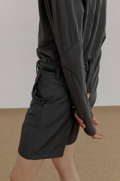 Zhou Basic Slim Fit Suit Shorts-korean-fashion-Shorts-Zhou's Closet-OH Garments