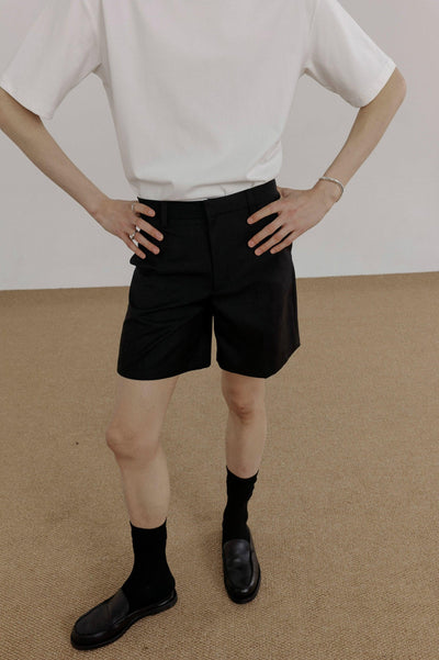 Zhou Basic Slim Fit Suit Shorts-korean-fashion-Shorts-Zhou's Closet-OH Garments