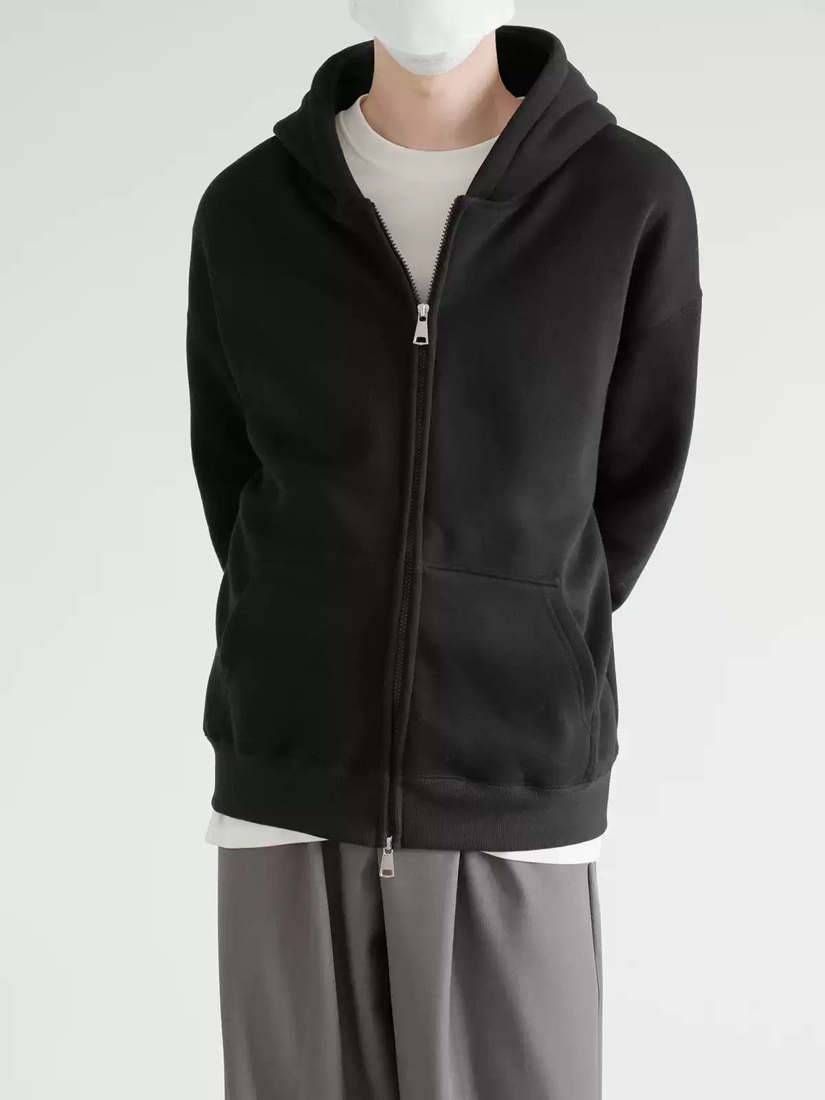 Zhou Basic Solid Dual End Zipped Hoodie-korean-fashion-Hoodie-Zhou's Closet-OH Garments