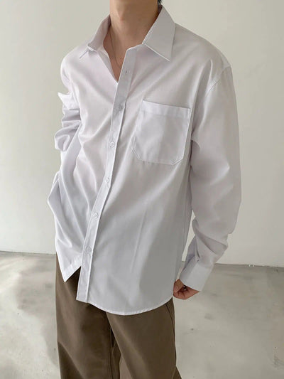 Zhou Basic Style Front Pocket Shirt-korean-fashion-Shirt-Zhou's Closet-OH Garments