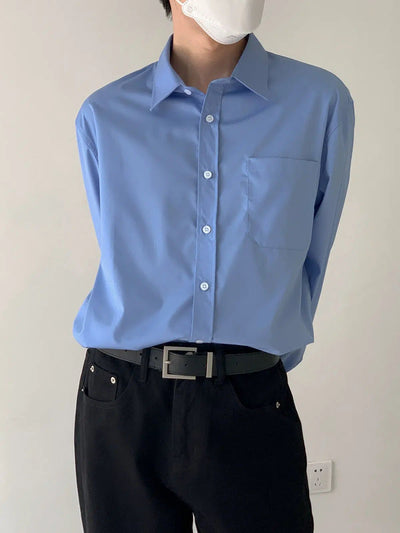 Zhou Basic Style Front Pocket Shirt-korean-fashion-Shirt-Zhou's Closet-OH Garments