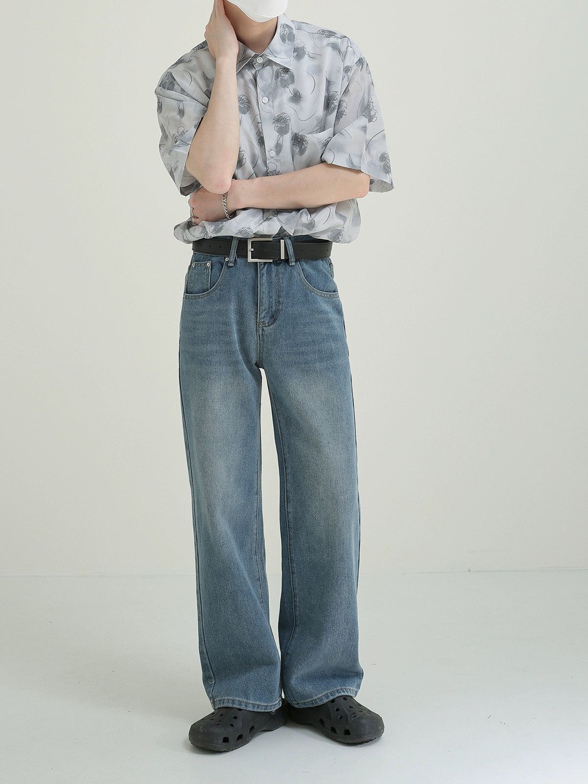 Zhou Basic Washed Straight Jeans-korean-fashion-Jeans-Zhou's Closet-OH Garments