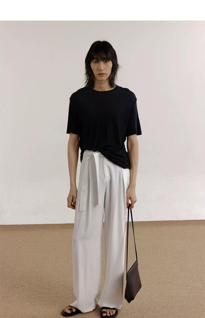 Zhou Belt Strap Wide Pants-korean-fashion-Pants-Zhou's Closet-OH Garments