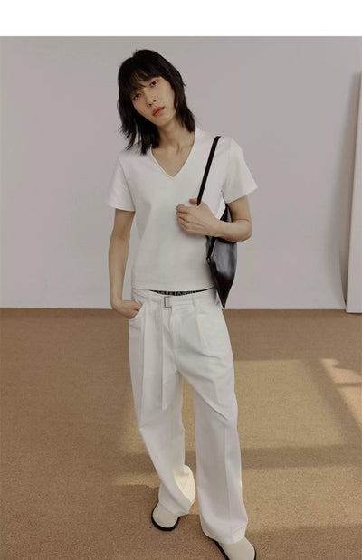 Zhou Belted Pleated Pants-korean-fashion-Pants-Zhou's Closet-OH Garments