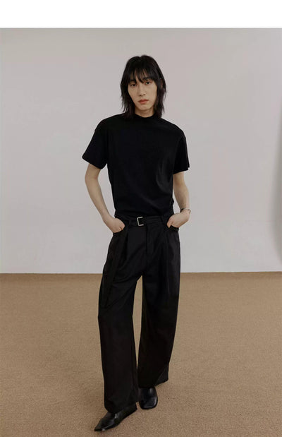 Zhou Belted Pleated Pants-korean-fashion-Pants-Zhou's Closet-OH Garments