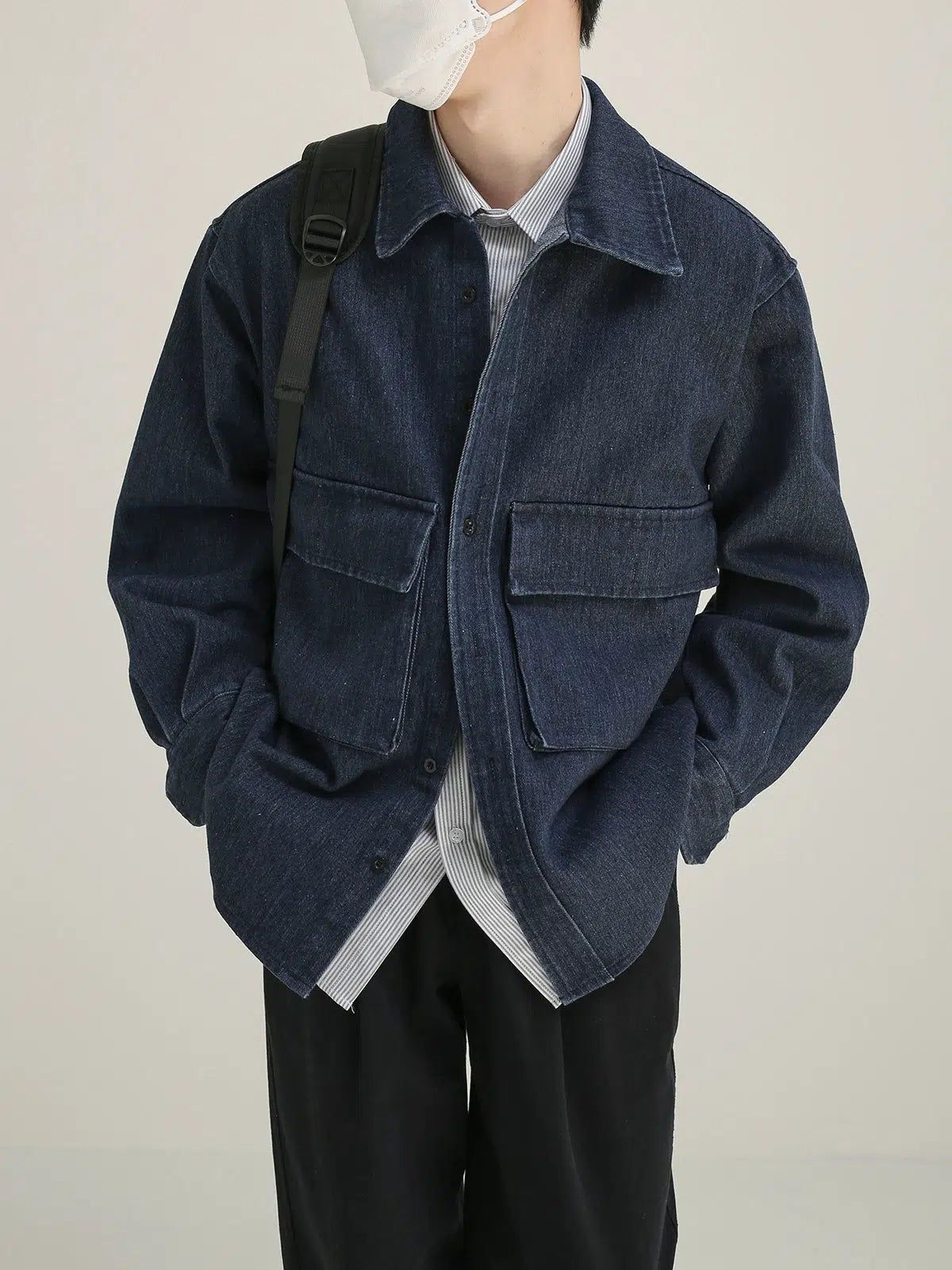 Zhou Big Front Pocket Denim Shirt-korean-fashion-Jacket-Zhou's Closet-OH Garments