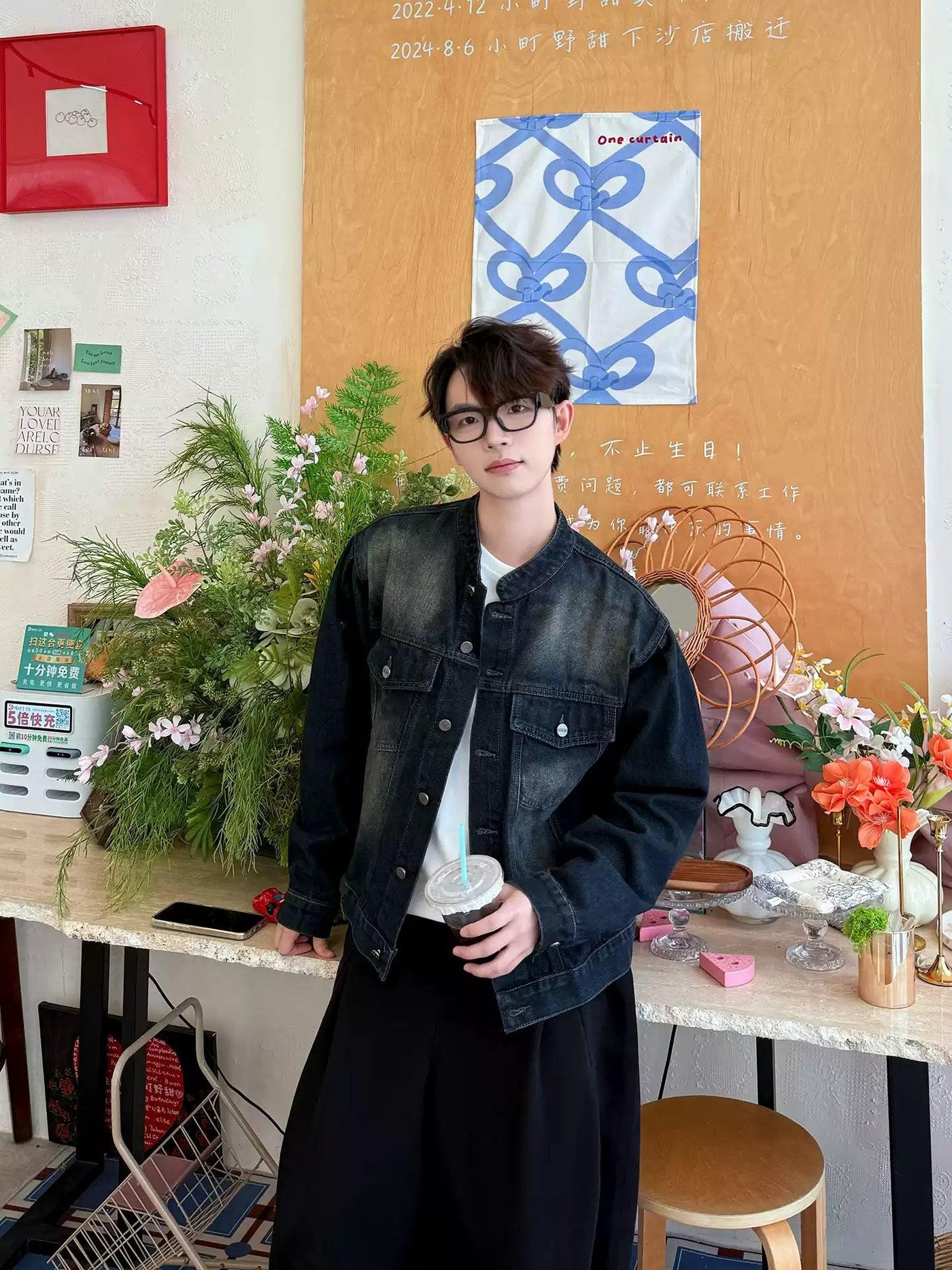 Zhou Bleach Washed Flap Pocket Denim Jacket-korean-fashion-Jacket-Zhou's Closet-OH Garments