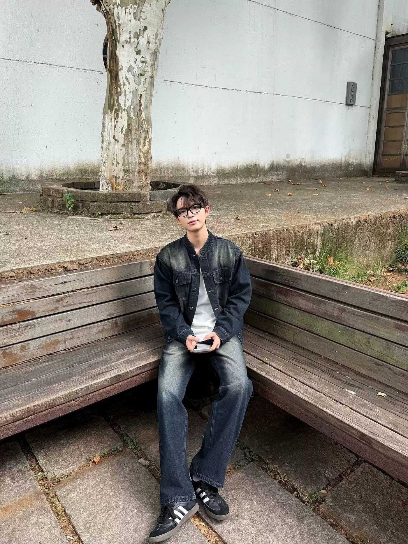 Zhou Bleach Washed Flap Pocket Denim Jacket-korean-fashion-Jacket-Zhou's Closet-OH Garments